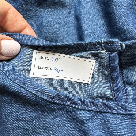 Boutique Cowgirl Blue Ruffled Tiered Denim Dress Sz Small - Picture 4 of 5